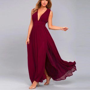 Heavenly Hues Burgundy Maxi Dress